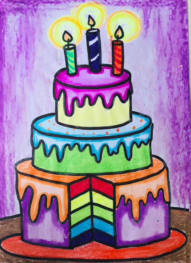 نقاشی فانتزی کیک و شمع