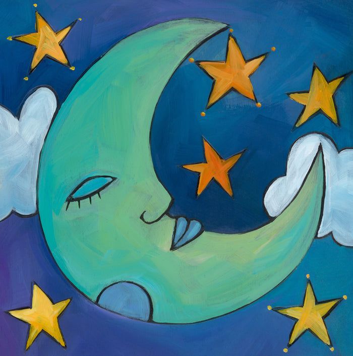 نقاشی فانتزی آسمان و ماه و ستاره