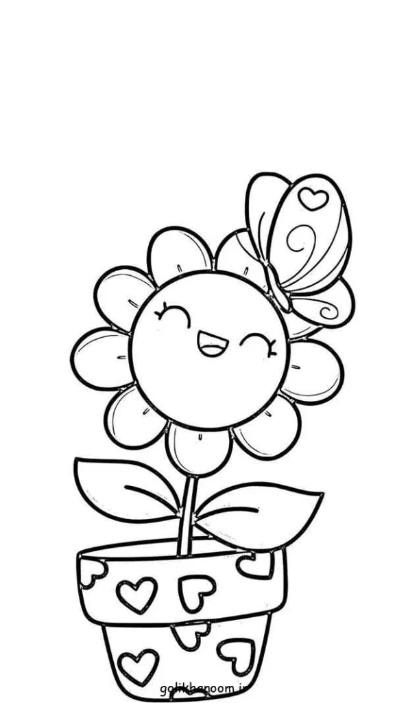 تصویر مرتبط با مدلهای متنوع نقاشی گل و گلدان کودکانه برای رنگآمیزی آسان