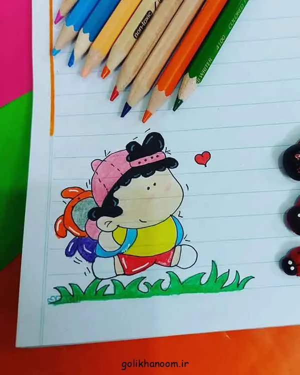 تصویر مرتبط با ایدههای جذاب نقاشی برای دفتر مشق دخترانه با طرحهای کیوت و رنگارنگ