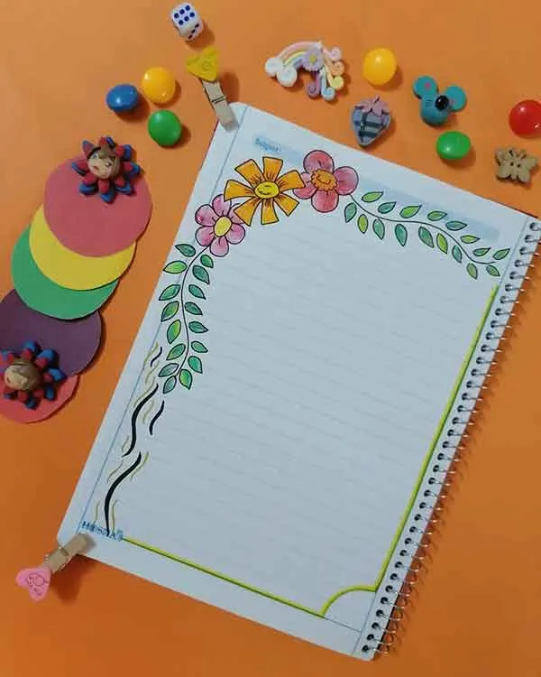 تصویر مرتبط با ایدههای متنوع برای حاشیه تزیین دفتر مشق با نقاشی گل