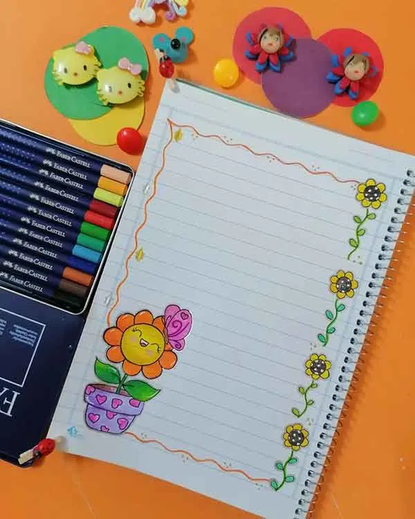 تصویر مرتبط با ایدههای متنوع برای حاشیه تزیین دفتر مشق با نقاشی گل