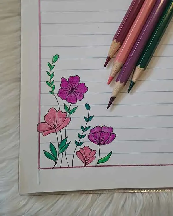 تصویر مرتبط با ایدههای متنوع برای حاشیه تزیین دفتر مشق با نقاشی گل