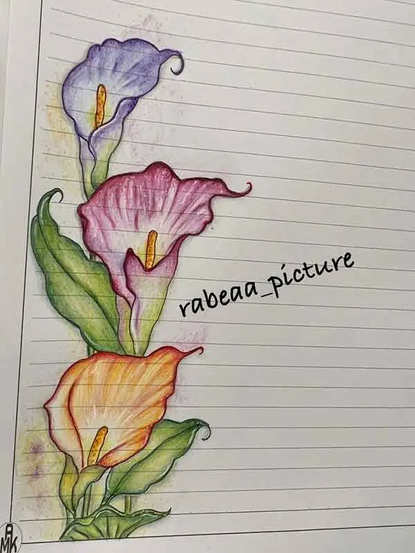 تصویر مرتبط با ایدههای متنوع برای حاشیه تزیین دفتر مشق با نقاشی گل