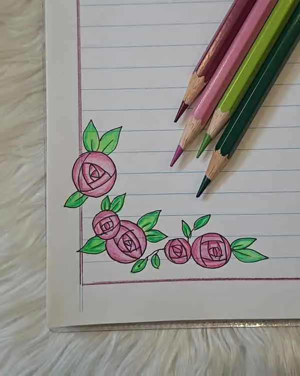 تصویر مرتبط با ایدههای متنوع برای حاشیه تزیین دفتر مشق با نقاشی گل