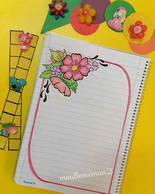 تصویر مرتبط با ایدههای متنوع برای حاشیه تزیین دفتر مشق با نقاشی گل