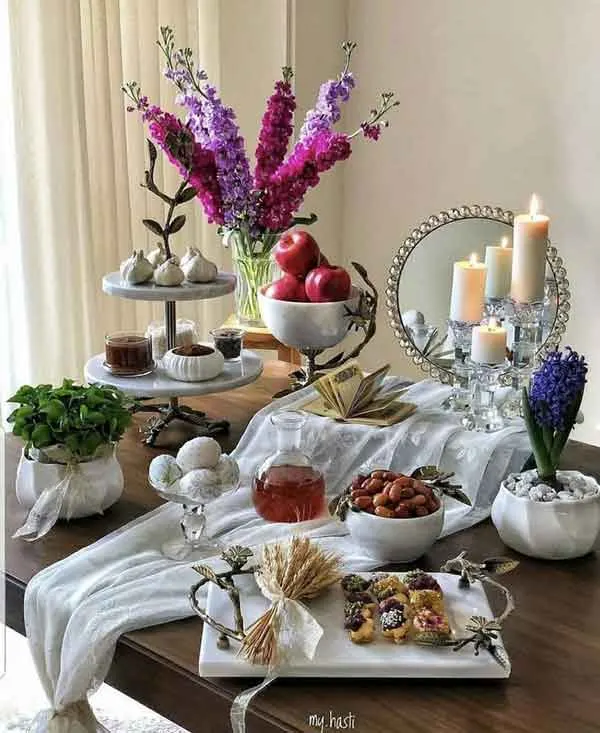 تصویر مرتبط با ایده‌های متنوع و شیک برای چیدمان سفره هفت سین