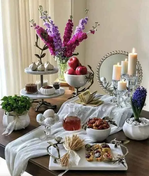 تصویر مرتبط با ایده‌های متنوع و شیک برای چیدمان سفره هفت سین