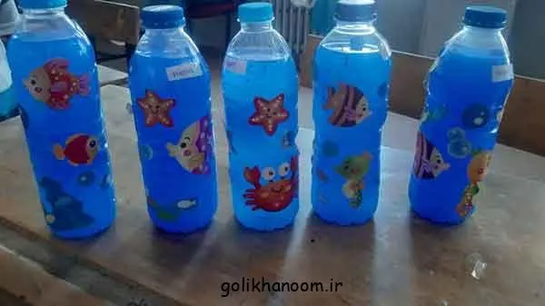تصویر مرتبط با ایده‌های خلاقانه برای تزیین بطری آب در جشن آب کلاس اول