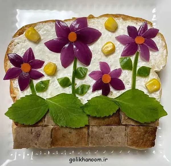 تصویر مرتبط با ایده‌های خلاقانه برای تزیین صبحانه کودکانه با نان تست و مواد متنوع