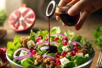سالاد کاهو با سس انار؛ سالادی خوشرنگ و مجلسی با دانههای انار و گردو