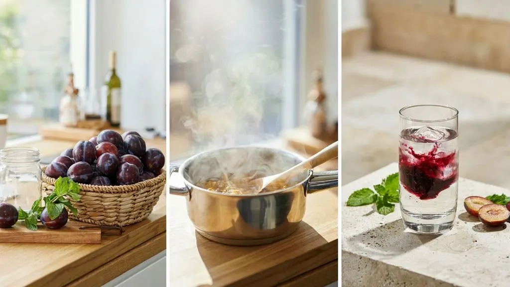 لیوان شربت آلو با یخ و رنگ طبیعی