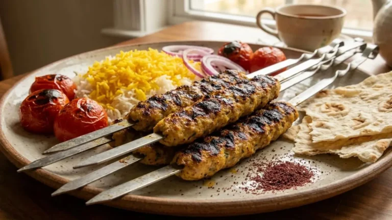 کباب کوبیده مرغ روی زغال؛ کباب کوبیده مرغ آبدار و خوش‌طعم روی زغال