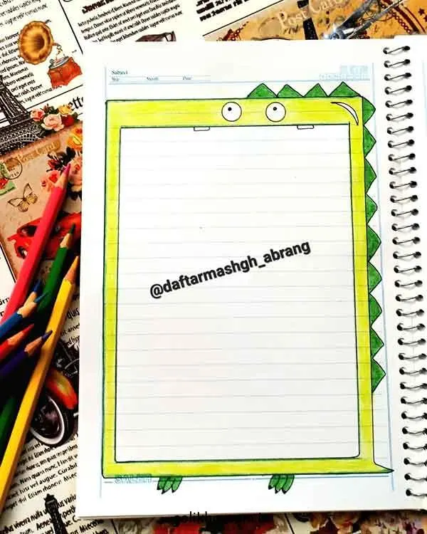 نمونه نقاشی دخترانه برای دور دفتر مشق