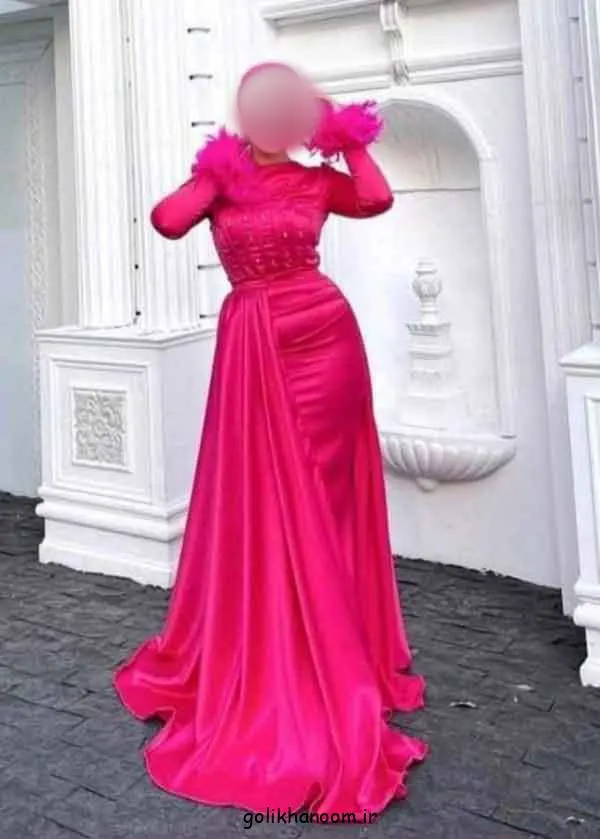 لباس مجلسی پوشیده با پارچه ساتن و حریر