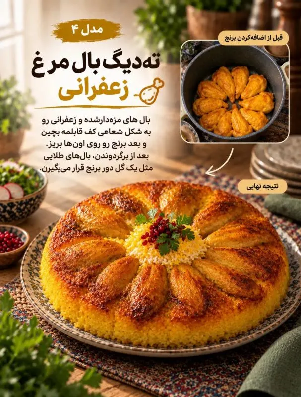 تصویر مرتبط با ۱۰ ایده خلاقانه برای دیزاین ته دیگ؛ از گل سیب‌زمینی تا نان لواش