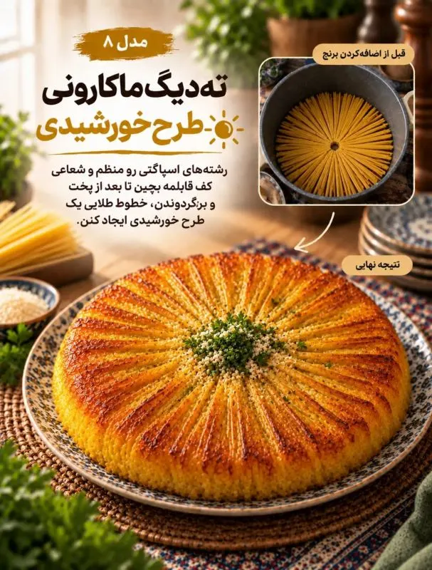 تصویر مرتبط با ۱۰ ایده خلاقانه برای دیزاین ته دیگ؛ از گل سیب‌زمینی تا نان لواش