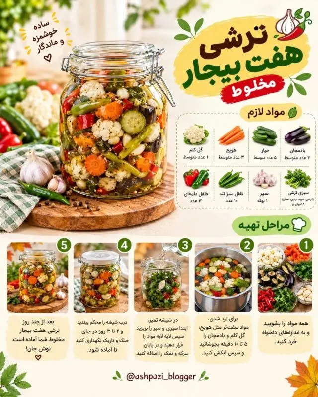 تصویر مرتبط با طرز تهیه ۸ مدل ترشی خوشمزه پاییزی با سبزیجات و میوه‌ها