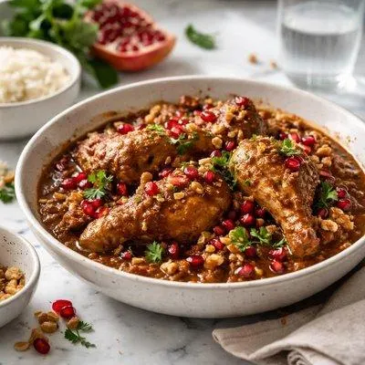 تصویر مرتبط با طرز تهیه خورشت فسنجان با مرغ؛ راز یک فسنجان مجلسی خوشرنگ و روغندار