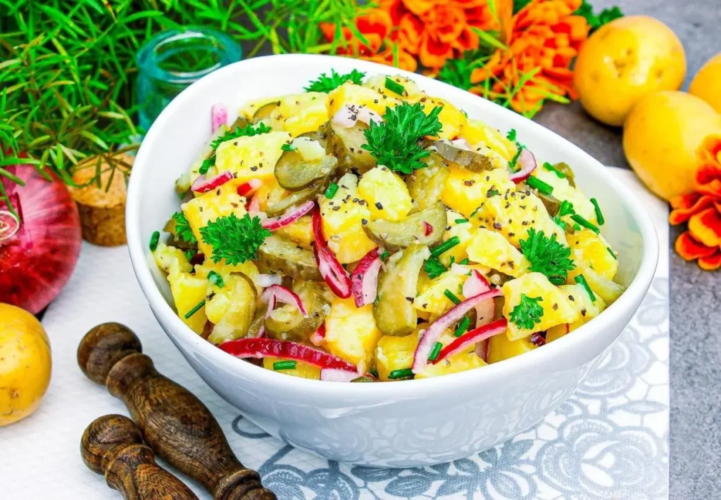 تصویر مرتبط با طرز تهیه سالاد سیب زمینی و پیاز؛ شام ساده و خوشمزه با مواد اولیه محدود