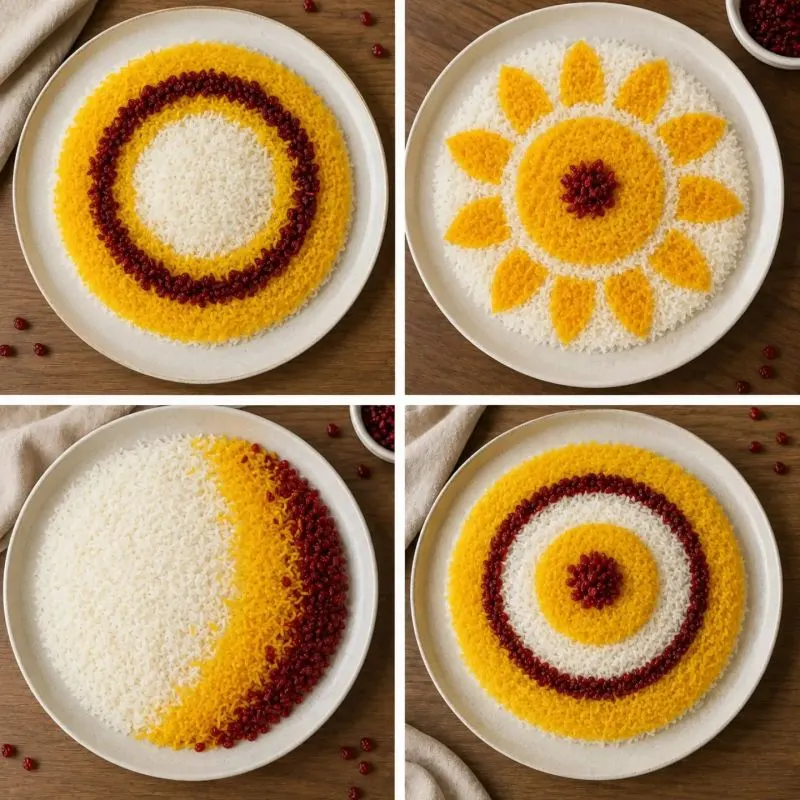 تصویر مرتبط با ۴۰ روش ساده و جذاب برای تزیین برنج در مهمانی‌ها