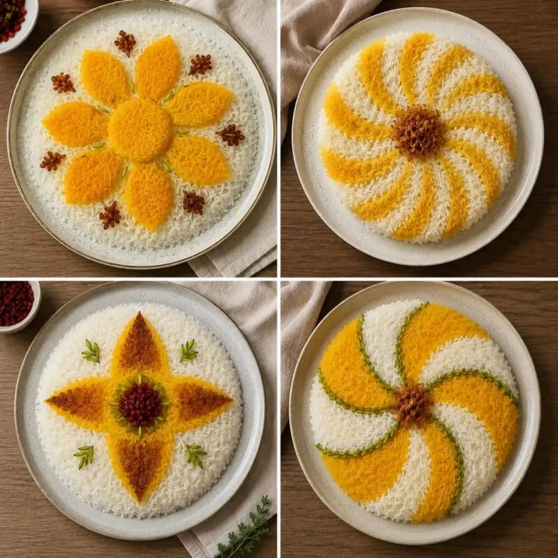 تصویر مرتبط با ۴۰ روش ساده و جذاب برای تزیین برنج در مهمانی‌ها
