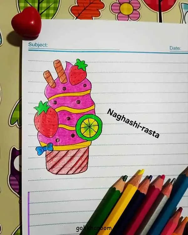تصویر مرتبط با ایدههای ساده و زیبا برای تزیین دفتر مشق با مداد رنگی