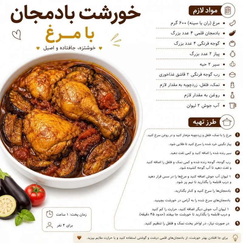 تصویر مرتبط با ۱۵ خورشت خوشمزه و متنوع با مرغ برای تنوع در وعدههای غذایی