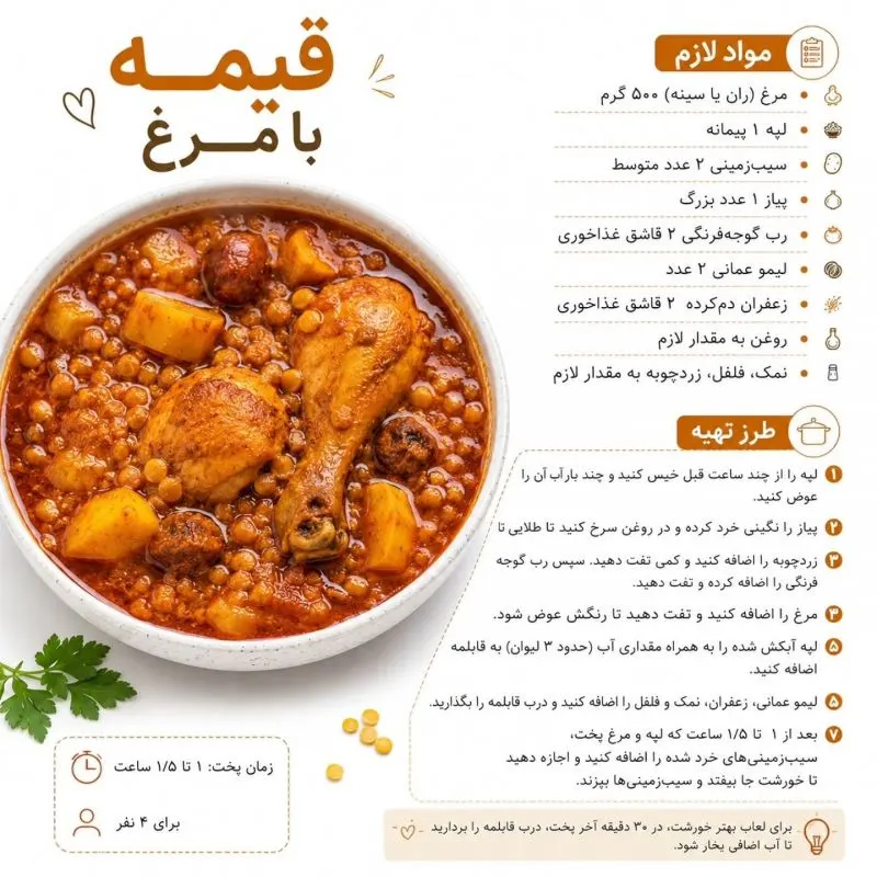 تصویر مرتبط با ۱۵ خورشت خوشمزه و متنوع با مرغ برای تنوع در وعدههای غذایی