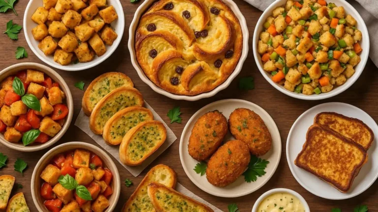مواد غذایی خوشمزه تهیه شده با نان خشک