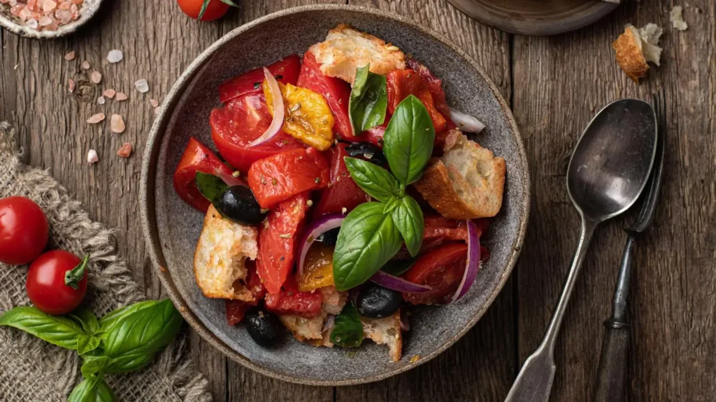 نان خشک با گوجه فرنگی و پنیر