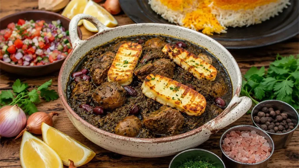 تصویر مرتبط با طرز تهیه قورمه سبزی با پنیر کبابی؛ ترکیبی مدرن و خوش‌طعم