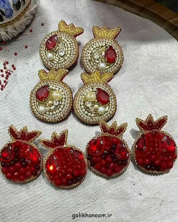 تصویر مرتبط با مدل‌های متنوع و شیک گوشواره یلدایی با طرح‌های انار و هندوانه