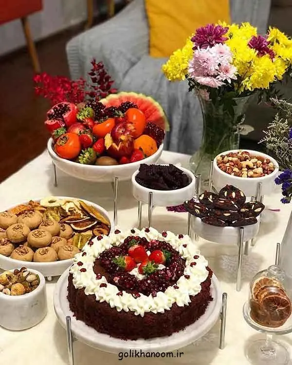 تصویر مرتبط با ایدههای شیک برای چیدمان سفره شب یلدا باکلاس