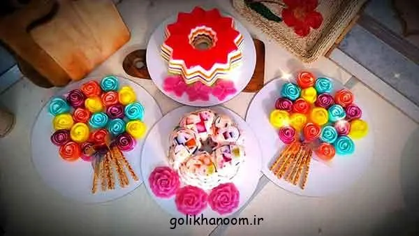 ژله خرده شیشه با تزیین میوه تازه
