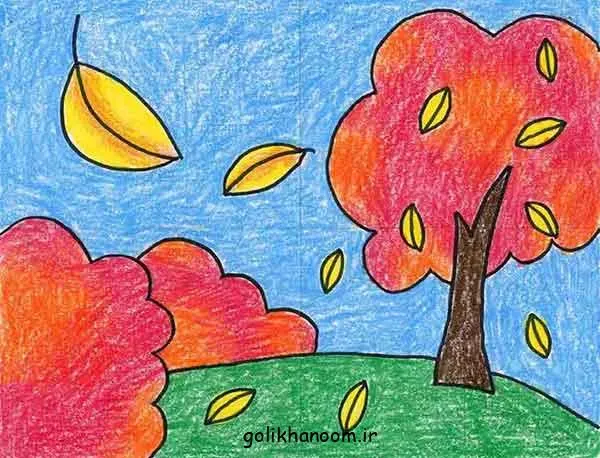 تصویر مرتبط با ۱۵ مدل نقاشی پاییز آسان با مدادرنگی و زیبایی خاص