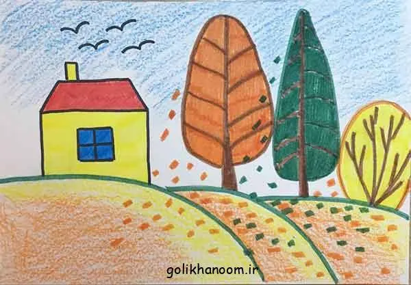 تصویر مرتبط با ۱۵ مدل نقاشی پاییز آسان با مدادرنگی و زیبایی خاص