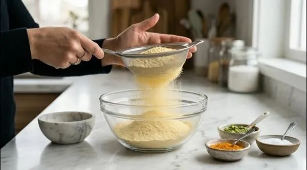 حلوا نخودچی دو رنگ تزئین شده با پودر پسته و گل محمدی