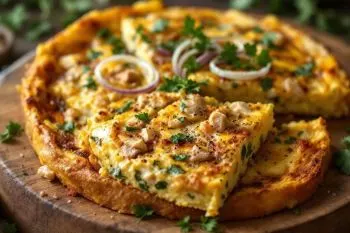 کوکوی مرغ و تره فرنگی با سطح طلایی در ظرف سرو