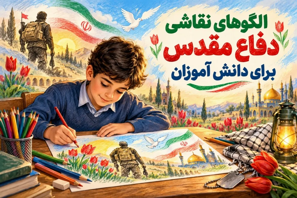 نمونه نقاشی دفاع مقدس با طرح‌های ساده و رنگ‌آمیزی برای کودکان