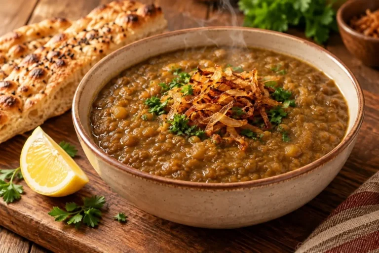 طرز تهیه عدسی؛ کاسه‌ای از عدسی خوش‌رنگ و لعاب‌دار آماده سرو
