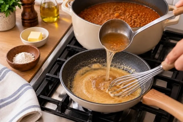 مراحل پخت عدسی با پیازداغ و ادویه