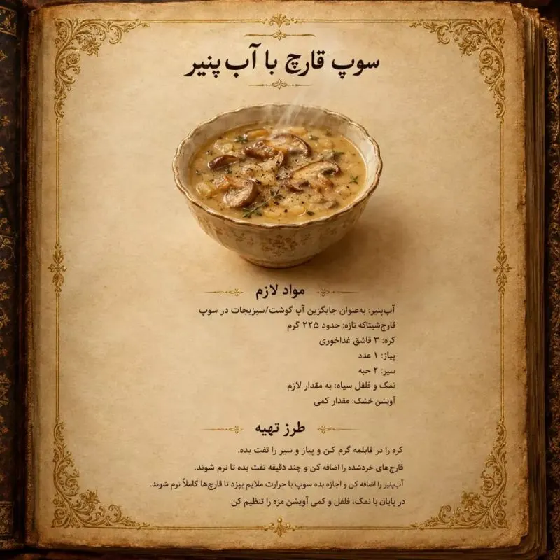 کاسه‌ای از سوپ کلم با آب پنیر