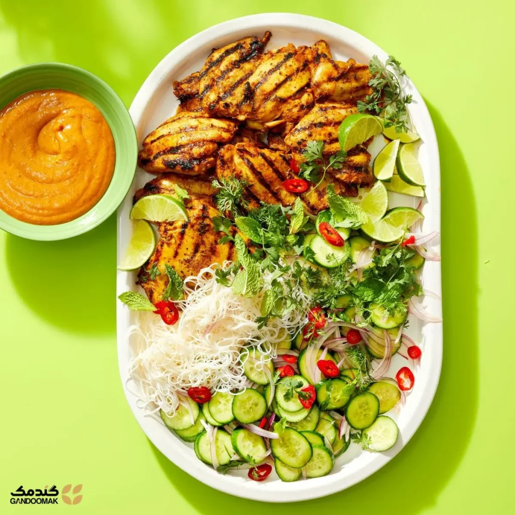 دستور غذایی آسان و پرپروتئین؛ مرغ گریل شده با سس آفتابگردان و سالاد خ