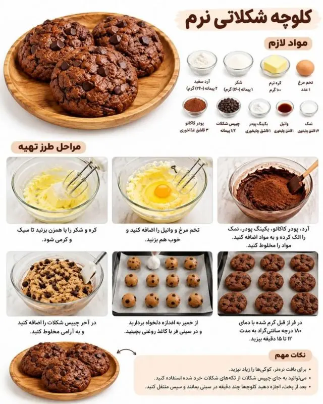 کلوچه شکلاتی و نارگیلی خوشمزه