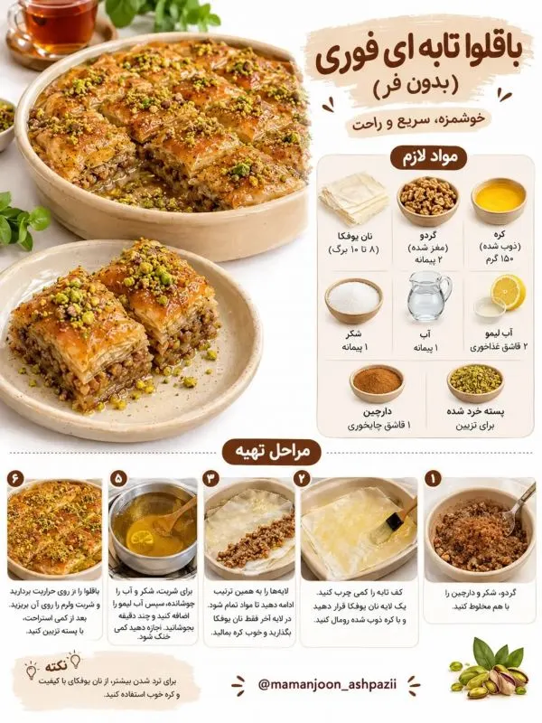 باقلوا با شربت عسل روی آن