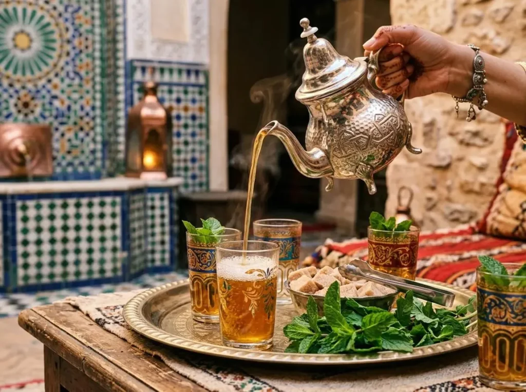 تصویر مرتبط با چای مراکشی؛ نوشیدنی خوش‌عطر و اصیل با طعم نعناع و روش تهیه سنتی