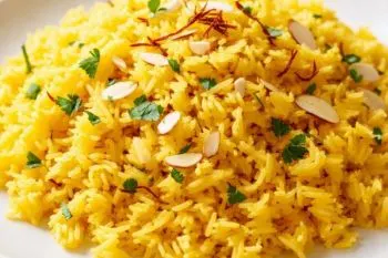 موسیر پلو خوش‌عطر با زعفران و کره