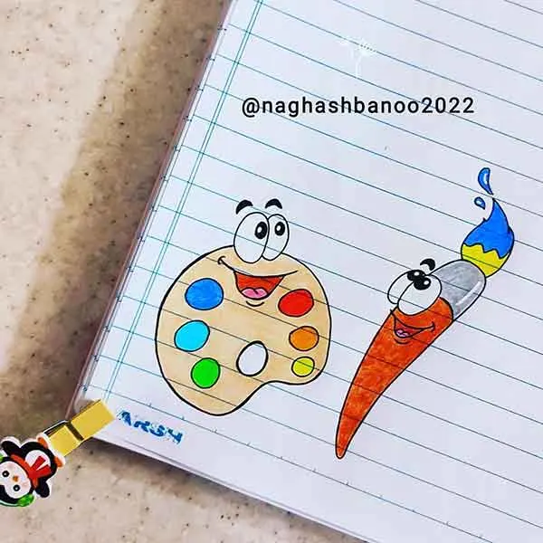 تصویر مرتبط با ایدههای ساده و جذاب برای تزیین دفتر مشق با مداد رنگی