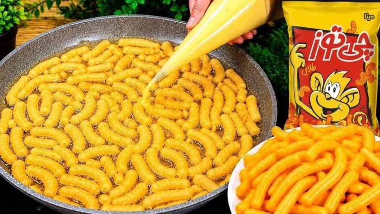 پفک چی توز موتوری خانگی تهیه شده با سیب زمینی و نشاسته ذرت